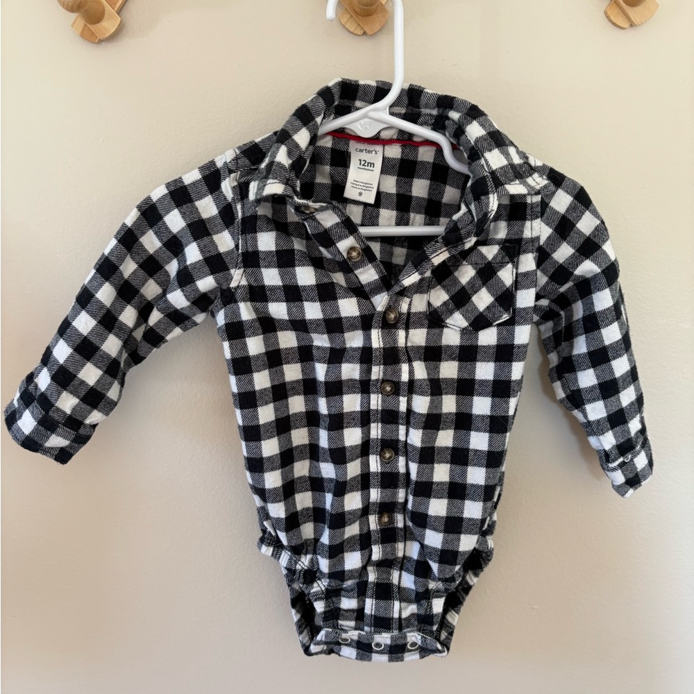 Carter's Black and White Plaid Baby Shirt